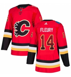 Men's Adidas Calgary Flames #14 Theoren Fleury Authentic Red Drift Fashion NHL Jersey