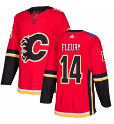 Men's Adidas Calgary Flames #14 Theoren Fleury Premier Red Home NHL Jersey