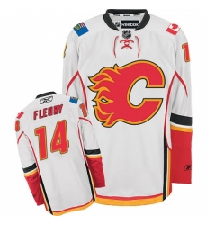 Men's Reebok Calgary Flames #14 Theoren Fleury Authentic White Away NHL Jersey