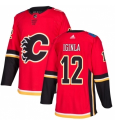 Men's Adidas Calgary Flames #12 Jarome Iginla Premier Red Home NHL Jersey