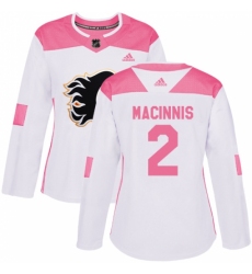 Women's Adidas Calgary Flames #2 Al MacInnis Authentic White/Pink Fashion NHL Jersey