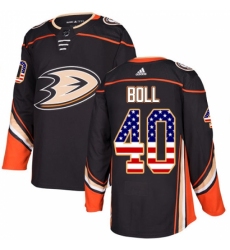 Men's Adidas Anaheim Ducks #40 Jared Boll Authentic Black USA Flag Fashion NHL Jersey