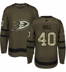 Men's Adidas Anaheim Ducks #40 Jared Boll Authentic Green Salute to Service NHL Jersey