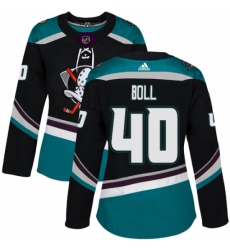 Women's Adidas Anaheim Ducks #40 Jared Boll Authentic Black Teal Third NHL Jersey