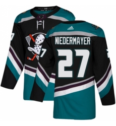 Men's Adidas Anaheim Ducks #27 Scott Niedermayer Authentic Black Teal Third NHL Jersey