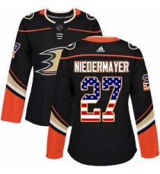 Women's Adidas Anaheim Ducks #27 Scott Niedermayer Authentic Black USA Flag Fashion NHL Jersey