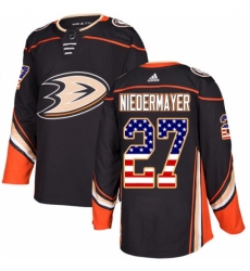 Youth Adidas Anaheim Ducks #27 Scott Niedermayer Authentic Black USA Flag Fashion NHL Jersey