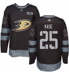 Men's Adidas Anaheim Ducks #25 Ondrej Kase Authentic Black 1917-2017 100th Anniversary NHL Jersey