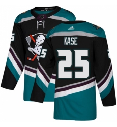 Men's Adidas Anaheim Ducks #25 Ondrej Kase Authentic Black Teal Third NHL Jersey