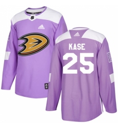 Men's Adidas Anaheim Ducks #25 Ondrej Kase Authentic Purple Fights Cancer Practice NHL Jersey