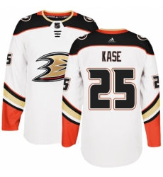 Men's Adidas Anaheim Ducks #25 Ondrej Kase Authentic White Away NHL Jersey