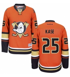 Men's Reebok Anaheim Ducks #25 Ondrej Kase Authentic Orange Third NHL Jersey