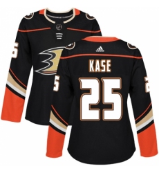 Women's Adidas Anaheim Ducks #25 Ondrej Kase Authentic Black Home NHL Jersey