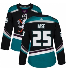 Women's Adidas Anaheim Ducks #25 Ondrej Kase Authentic Black Teal Third NHL Jersey