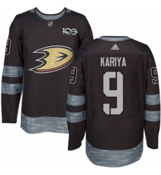 Men's Adidas Anaheim Ducks #9 Paul Kariya Authentic Black 1917-2017 100th Anniversary NHL Jersey