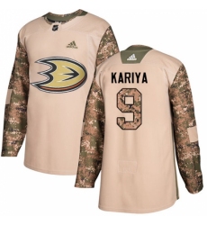 Men's Adidas Anaheim Ducks #9 Paul Kariya Authentic Camo Veterans Day Practice NHL Jersey