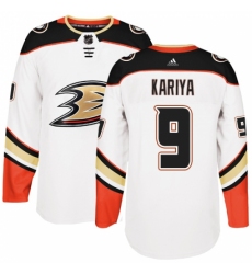 Men's Adidas Anaheim Ducks #9 Paul Kariya Authentic White Away NHL Jersey