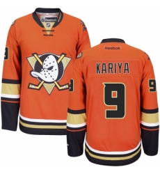 Men's Reebok Anaheim Ducks #9 Paul Kariya Authentic Orange Third NHL Jersey