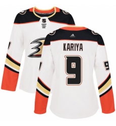 Women's Adidas Anaheim Ducks #9 Paul Kariya Authentic White Away NHL Jersey