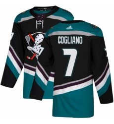 Men's Adidas Anaheim Ducks #7 Andrew Cogliano Authentic Black Teal Third NHL Jersey