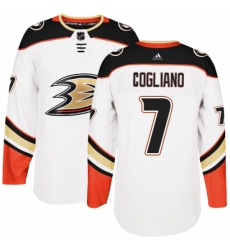 Men's Adidas Anaheim Ducks #7 Andrew Cogliano Authentic White Away NHL Jersey