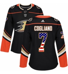 Women's Adidas Anaheim Ducks #7 Andrew Cogliano Authentic Black USA Flag Fashion NHL Jersey