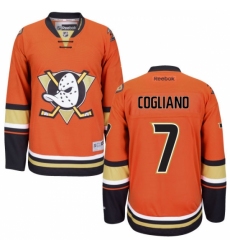 Women's Reebok Anaheim Ducks #7 Andrew Cogliano Authentic Orange Third NHL Jersey