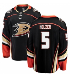 Men's Anaheim Ducks #5 Korbinian Holzer Fanatics Branded Black Home Breakaway NHL Jersey