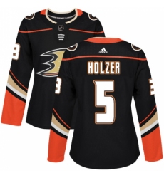 Women's Adidas Anaheim Ducks #5 Korbinian Holzer Premier Black Home NHL Jersey