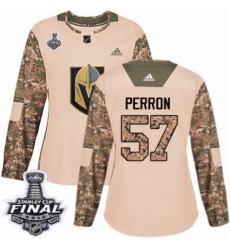 Women's Adidas Vegas Golden Knights #57 David Perron Authentic Camo Veterans Day Practice 2018 Stanley Cup Final NHL Jersey