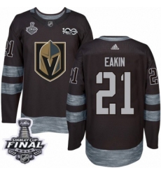 Men's Adidas Vegas Golden Knights #21 Cody Eakin Authentic Black 1917-2017 100th Anniversary 2018 Stanley Cup Final NHL Jersey