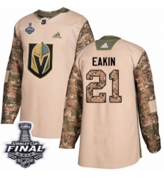 Men's Adidas Vegas Golden Knights #21 Cody Eakin Authentic Camo Veterans Day Practice 2018 Stanley Cup Final NHL Jersey