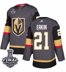 Men's Adidas Vegas Golden Knights #21 Cody Eakin Authentic Gray Home 2018 Stanley Cup Final NHL Jersey