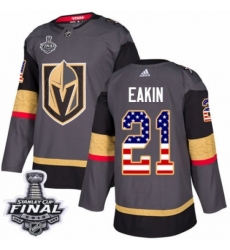 Men's Adidas Vegas Golden Knights #21 Cody Eakin Authentic Gray USA Flag Fashion 2018 Stanley Cup Final NHL Jersey