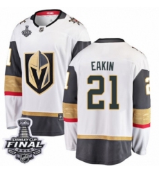 Men's Vegas Golden Knights #21 Cody Eakin Authentic White Away Fanatics Branded Breakaway 2018 Stanley Cup Final NHL Jersey