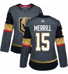 Women's Adidas Vegas Golden Knights #15 Jon Merrill Authentic Gray Home NHL Jersey