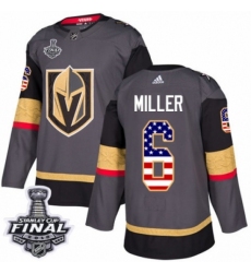 Men's Adidas Vegas Golden Knights #6 Colin Miller Authentic Gray USA Flag Fashion 2018 Stanley Cup Final NHL Jersey