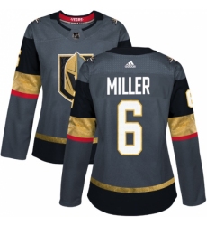 Women's Adidas Vegas Golden Knights #6 Colin Miller Authentic Gray Home NHL Jersey