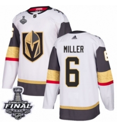 Women's Adidas Vegas Golden Knights #6 Colin Miller Authentic White Away 2018 Stanley Cup Final NHL Jersey