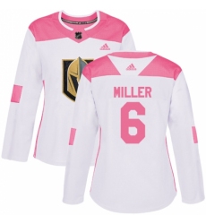 Women's Adidas Vegas Golden Knights #6 Colin Miller Authentic White/Pink Fashion NHL Jersey