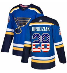 Men's Adidas St. Louis Blues #28 Kyle Brodziak Authentic Blue USA Flag Fashion NHL Jersey