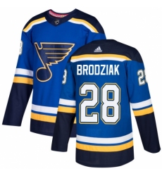 Men's Adidas St. Louis Blues #28 Kyle Brodziak Premier Royal Blue Home NHL Jersey