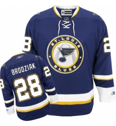 Men's Reebok St. Louis Blues #28 Kyle Brodziak Authentic Navy Blue Third NHL Jersey