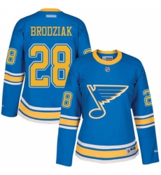 Women's Reebok St. Louis Blues #28 Kyle Brodziak Authentic Blue 2017 Winter Classic NHL Jersey