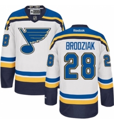 Women's Reebok St. Louis Blues #28 Kyle Brodziak Authentic White Away NHL Jersey