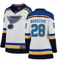 Women's St. Louis Blues #28 Kyle Brodziak Fanatics Branded White Away Breakaway NHL Jersey