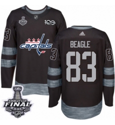 Men's Adidas Washington Capitals #83 Jay Beagle Authentic Black 1917-2017 100th Anniversary 2018 Stanley Cup Final NHL Jersey