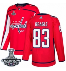 Men's Adidas Washington Capitals #83 Jay Beagle Authentic Red Home 2018 Stanley Cup Final Champions NHL Jersey