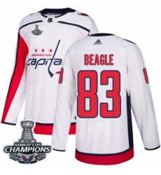 Men's Adidas Washington Capitals #83 Jay Beagle Authentic White Away 2018 Stanley Cup Final Champions NHL Jersey