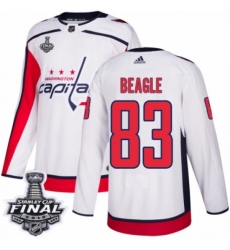 Men's Adidas Washington Capitals #83 Jay Beagle Authentic White Away 2018 Stanley Cup Final NHL Jersey